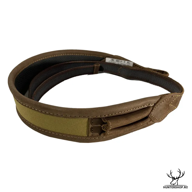 Curea arma combinata textil maro piele | 50 cm. | suport 2 cartuse