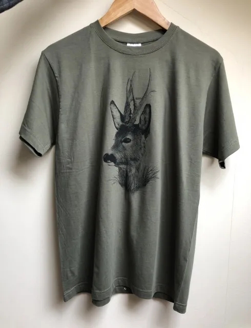 Tricou verde cu imprimeu negru Mitret, Caprior,Cerb