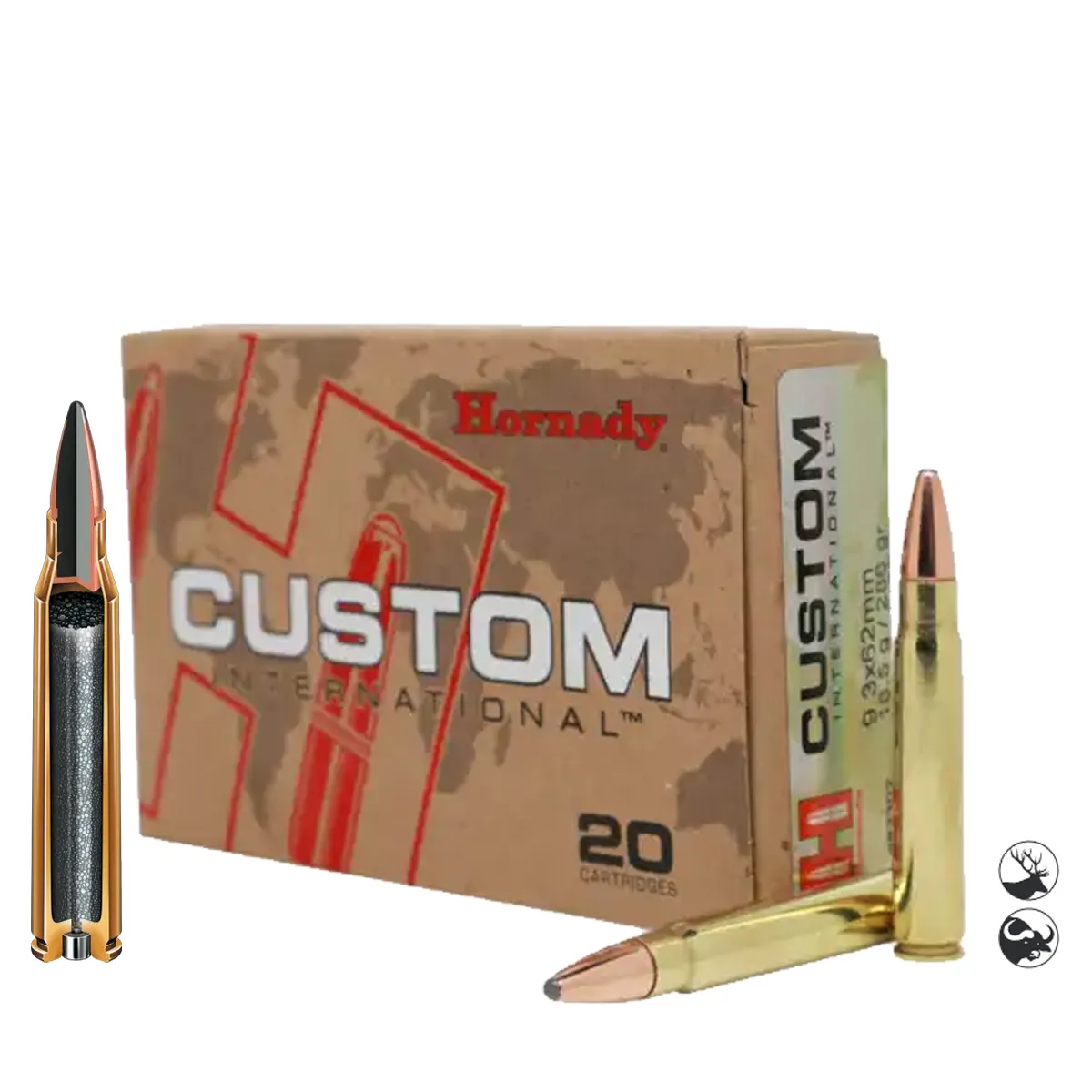 Muniție Hornady 9.3x62 286 gr SP Custom International