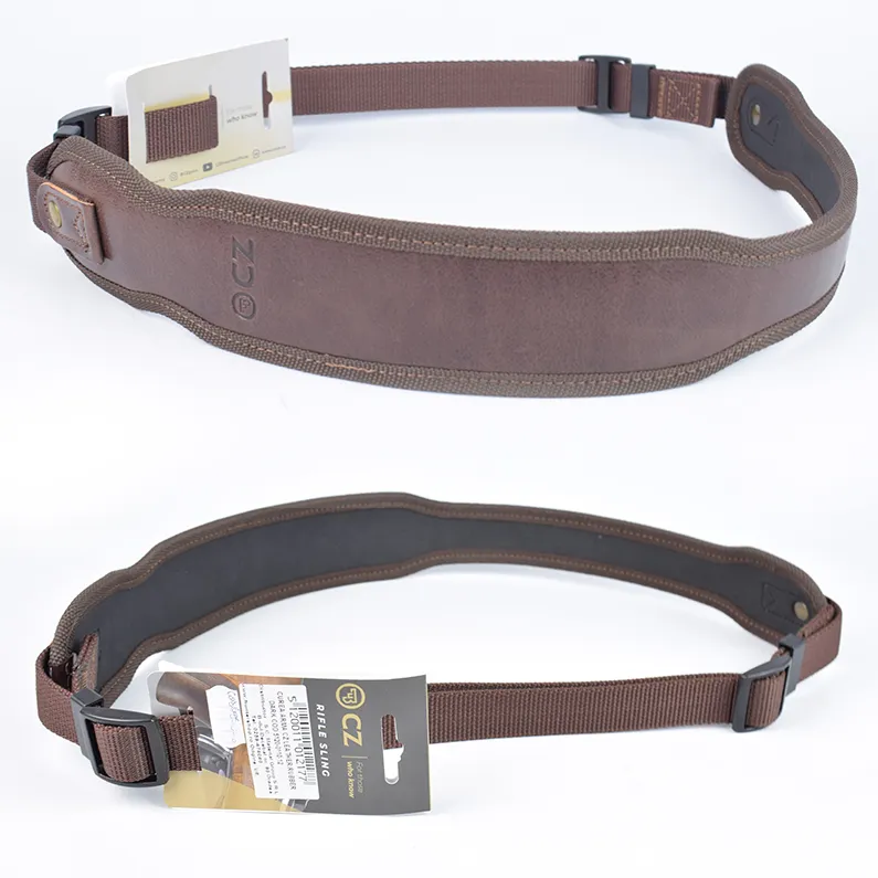 Curea arma CZ din piele/cauciuc maro inchis | 5120-0110-12