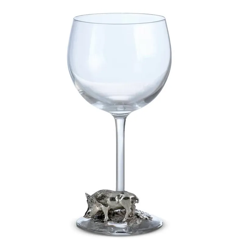 Pahar de vin din sticlă cu ornament din zinc de mistret | Artina