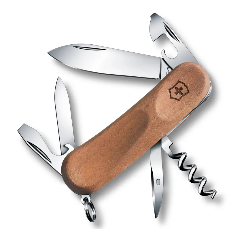 Briceag Victorinox Evolution 10 Wood, 11 functii, maner din lemn de nuc