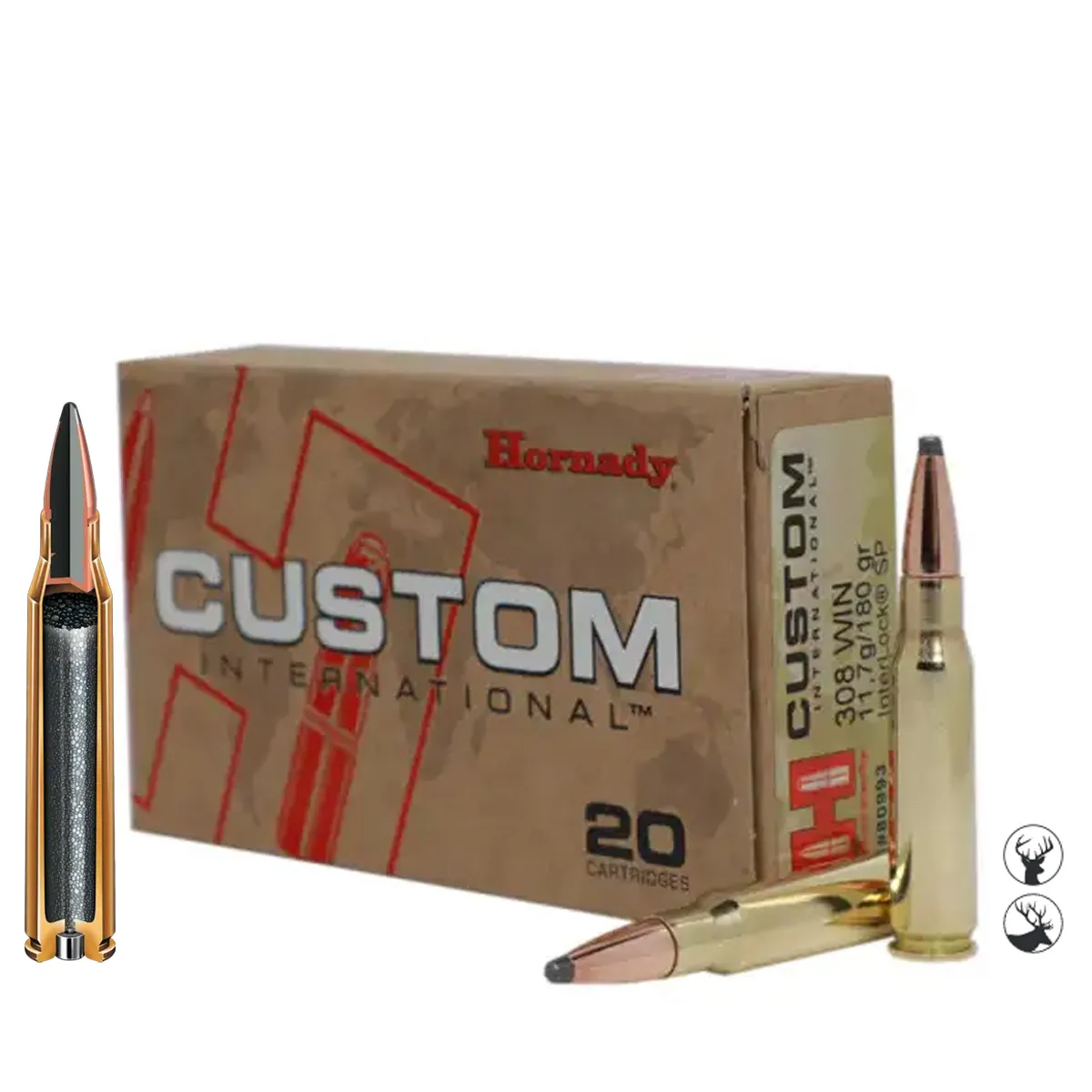 Muniție Hornady .308 Win 180 gr InterLock SP Custom International