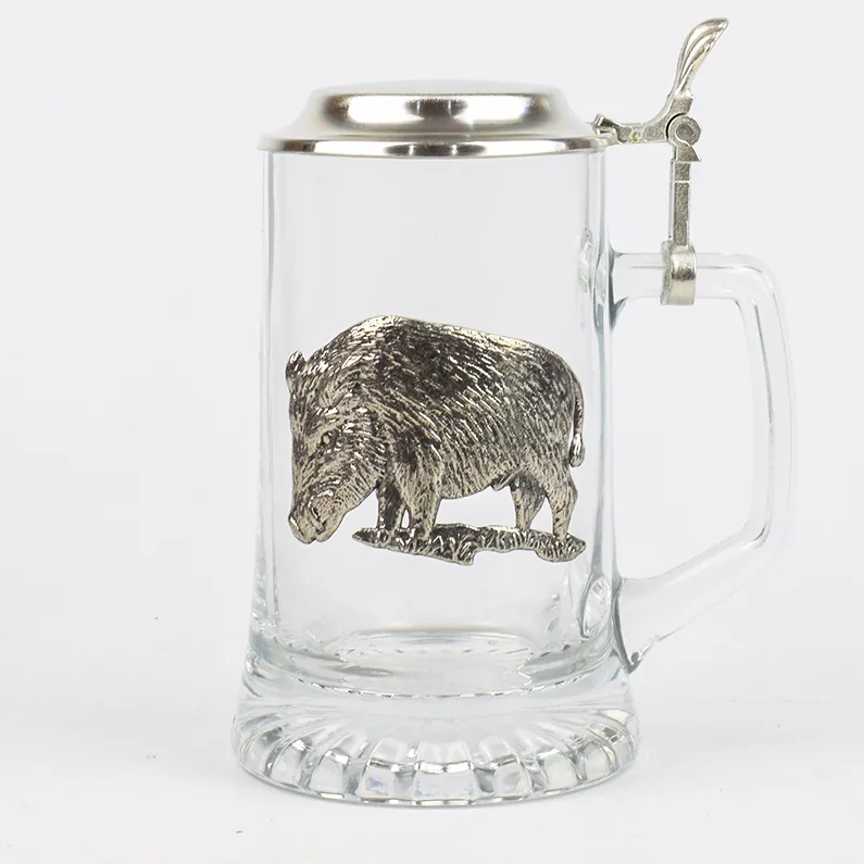 Halba de bere Artina cu capac din zinc si motive vanatoresti, mistret | 0,5 L.