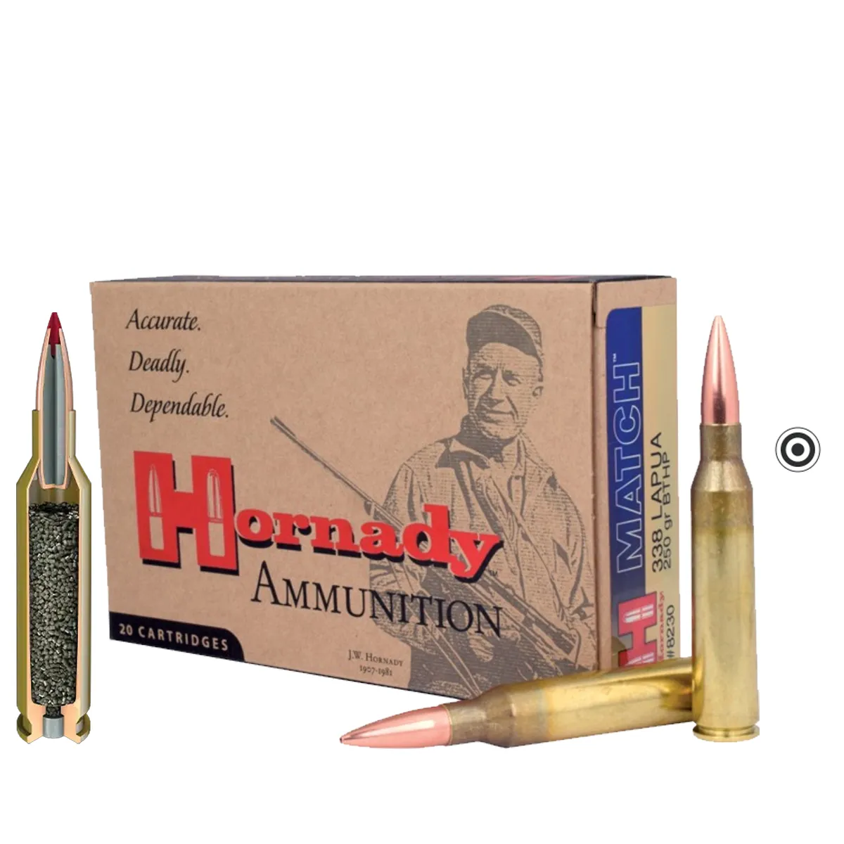 Muniție Hornady 338 Lapua Mag 250 gr BTHP Match