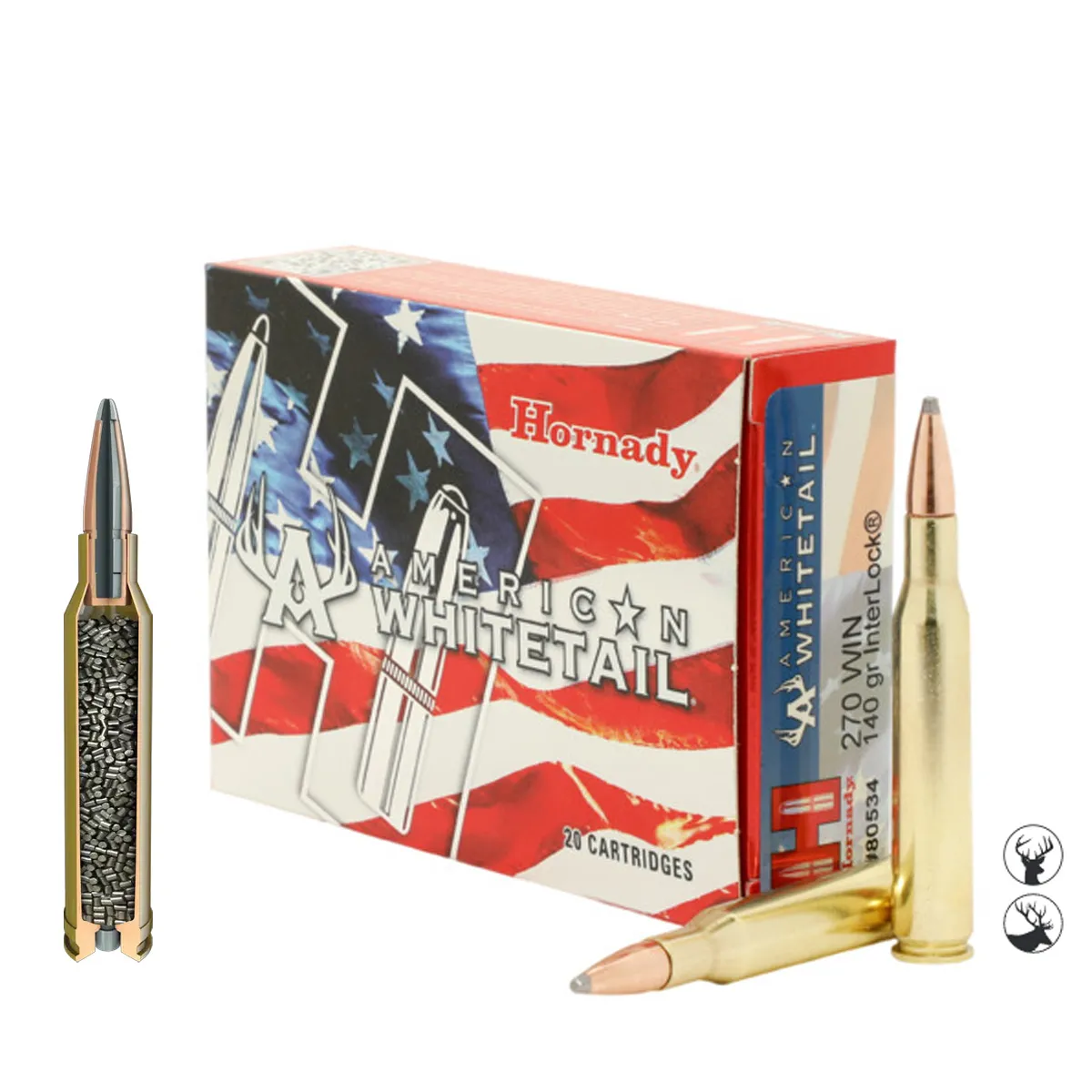 Muniție Hornady .270 Win 140 gr InterLock SP American Whitetail – Performanță Legendară la Vânătoare