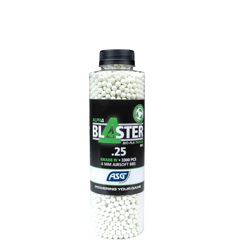 Bile airsoft ASG Alpha Blaster PLA Green Tracer BBs, 0.25g, 3300 pcs, sticla