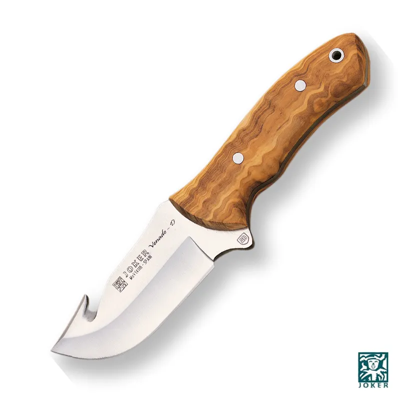 Cutit Joker CO65 Venado, maner din lemn olive, husa din piele, tais: 10 cm