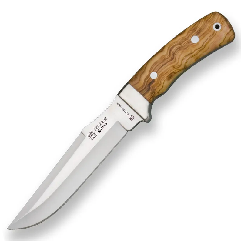 Cutit Joker CO46 Gamo, maner din lemn, husa piele maro, tais: 15.5 cm