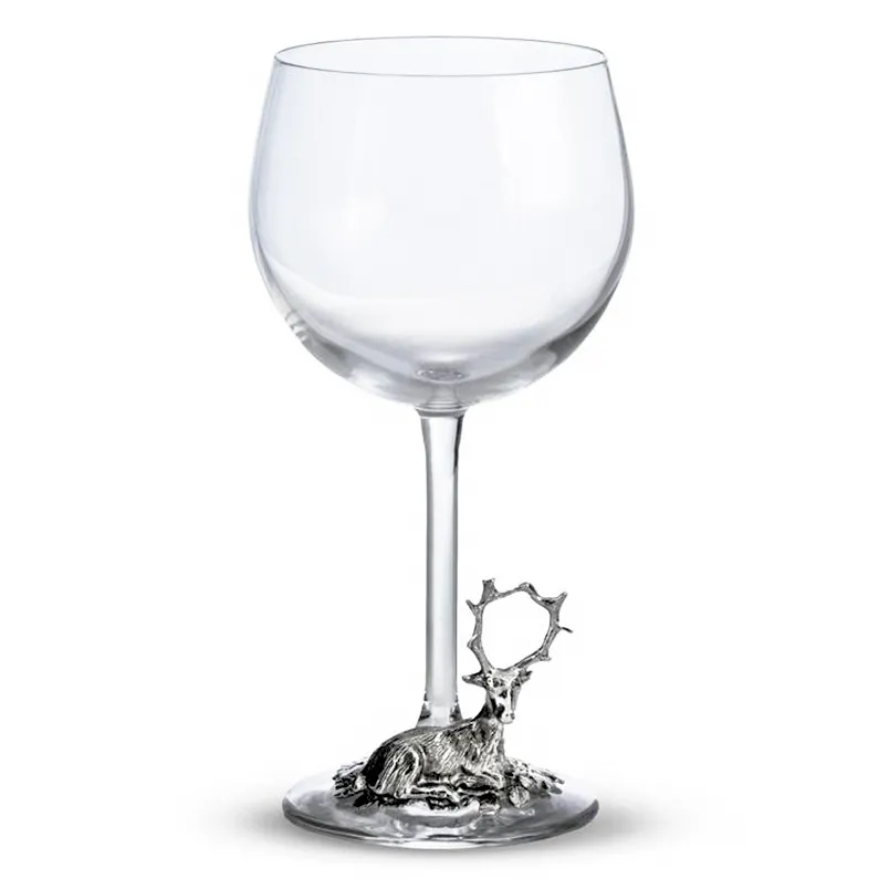 Pahar de vin din sticlă cu ornament din zinc de cerb | Artina