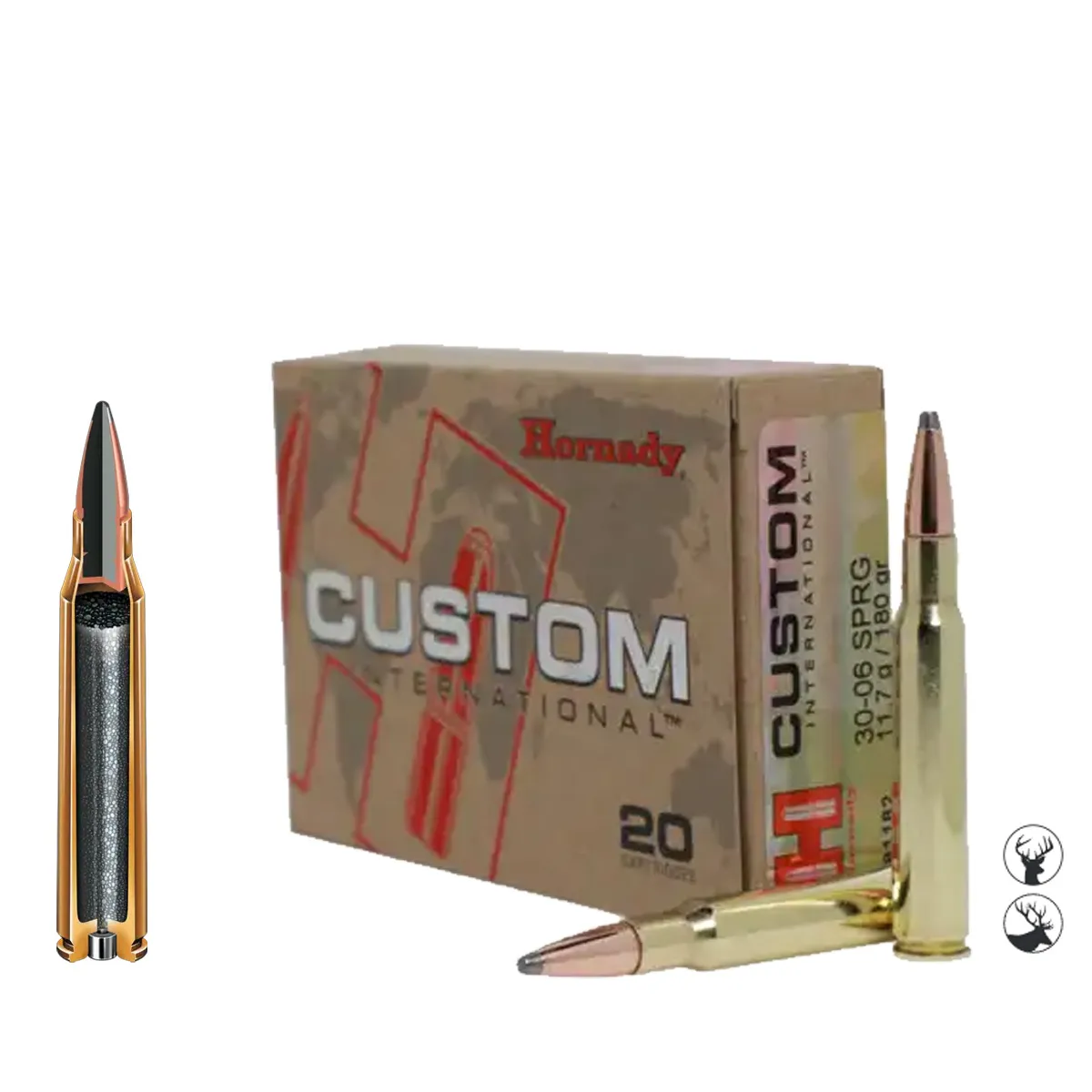Cartuș Hornady .30-06 Springfield 180 gr SP Custom International