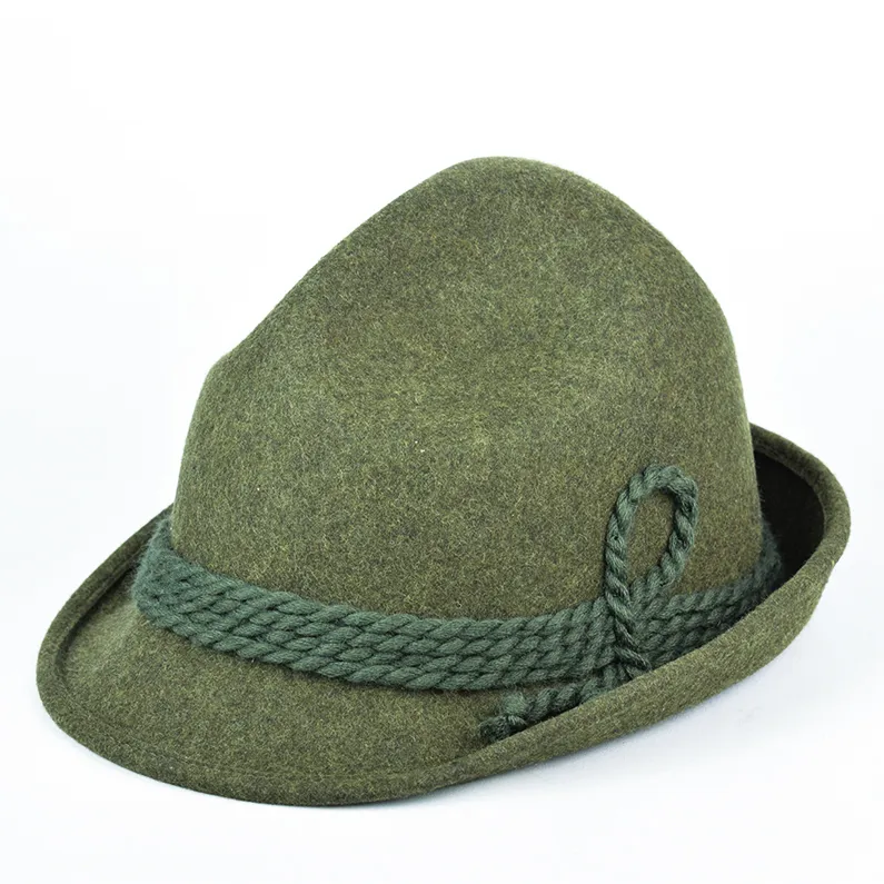 Palarie padurar Lodenhut, cu ornament din snur, verde