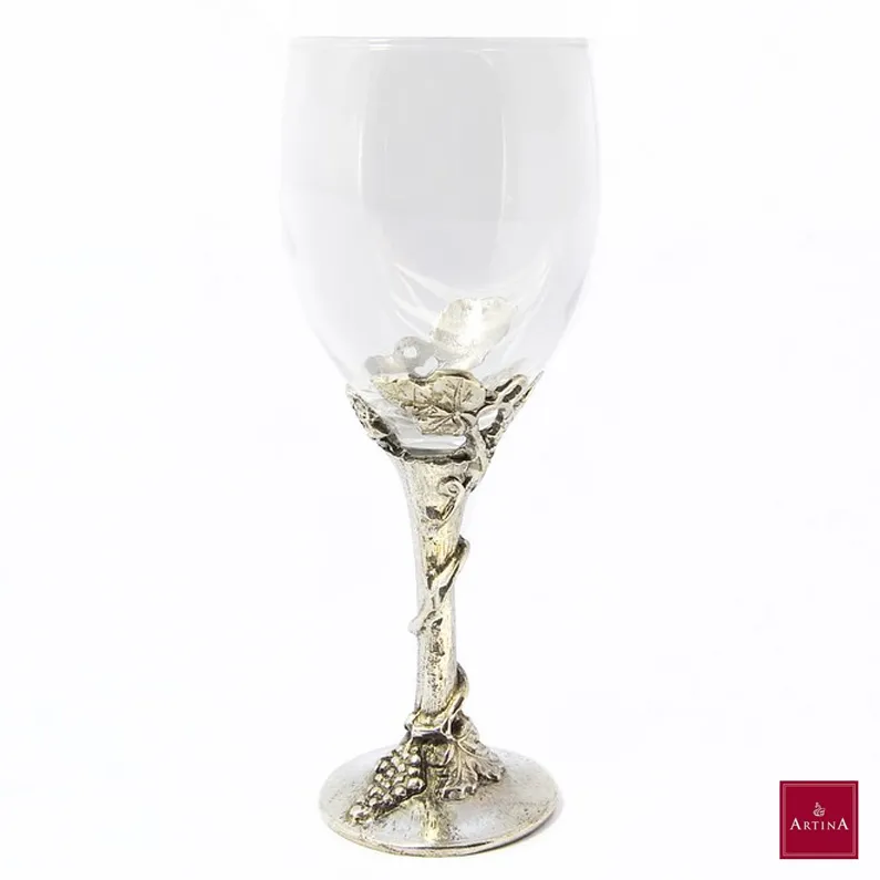 Pahar pentru vin Artina din sticla cu ornament din zinc