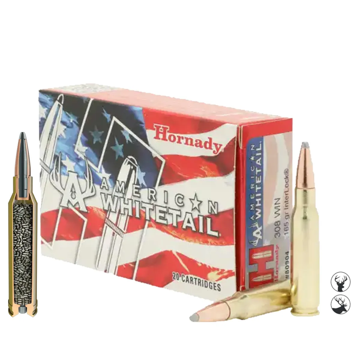 Muniție Hornady .308 Win 165 gr InterLock SP American Whitetail