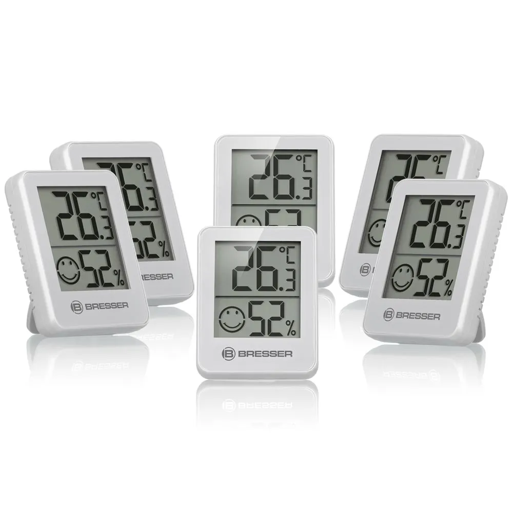 Set 6 statii meteo Bresser Temeo Hygro Indicator 7000015, termometru, higrometru, alb