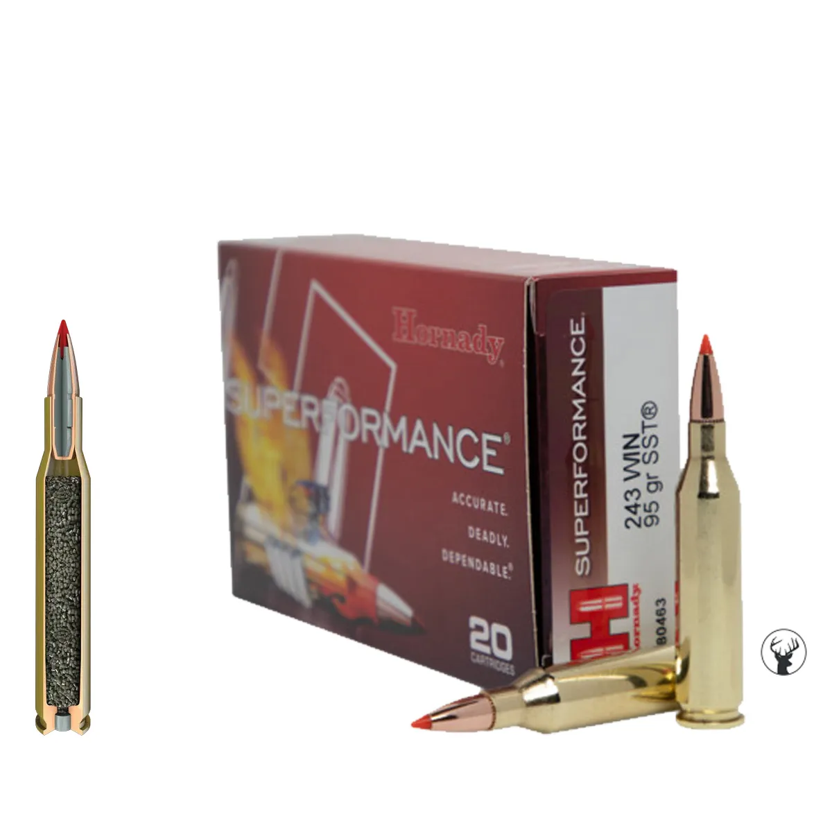 Muniție Hornady .243 Win 95 gr SST Superformance - Viteză Maximă