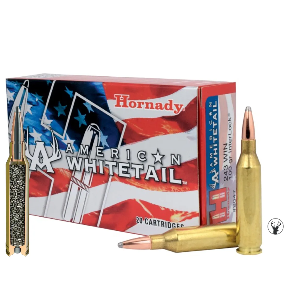 Muniție Hornady .243 Win., 100 gr InterLock BTSP American Whitetail