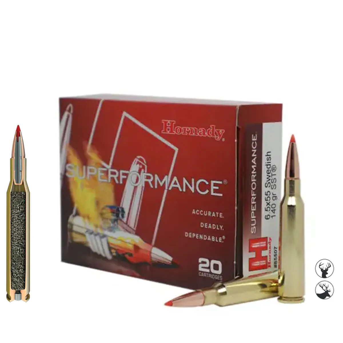 Cartuș Hornady 6.5x55 Swedish Mauser 140 gr SST Superformance