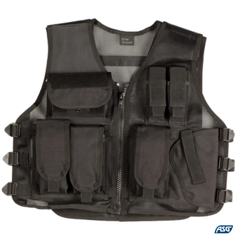 Vesta ASG Strike Systems Tactical Recon, negru cu multe buzunare