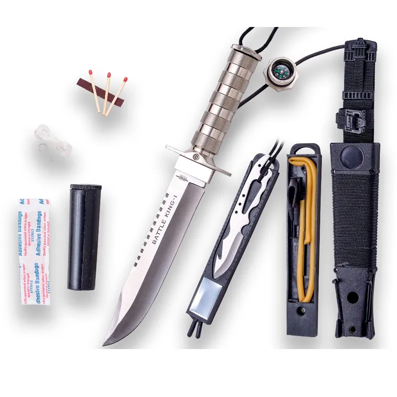 Kit de supravetuire Joker JKR 0602, cutit Battele King cu lama de 25 cm, otel inoxidabil