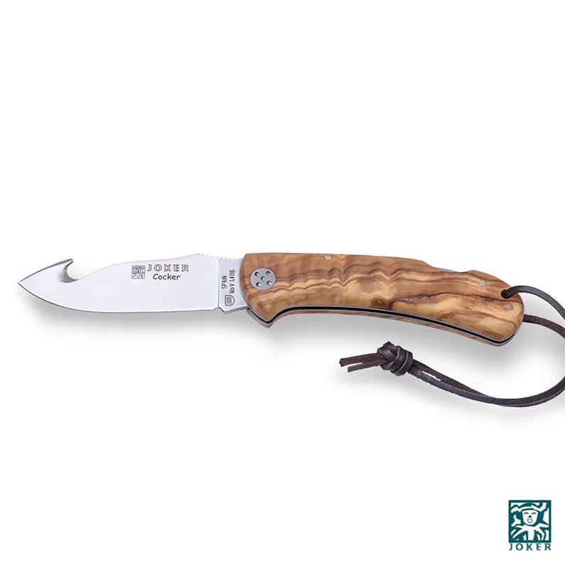 Briceag Joker NO135 pentru jupuit cu maner din lemn, in husa piele, 9.0 cm