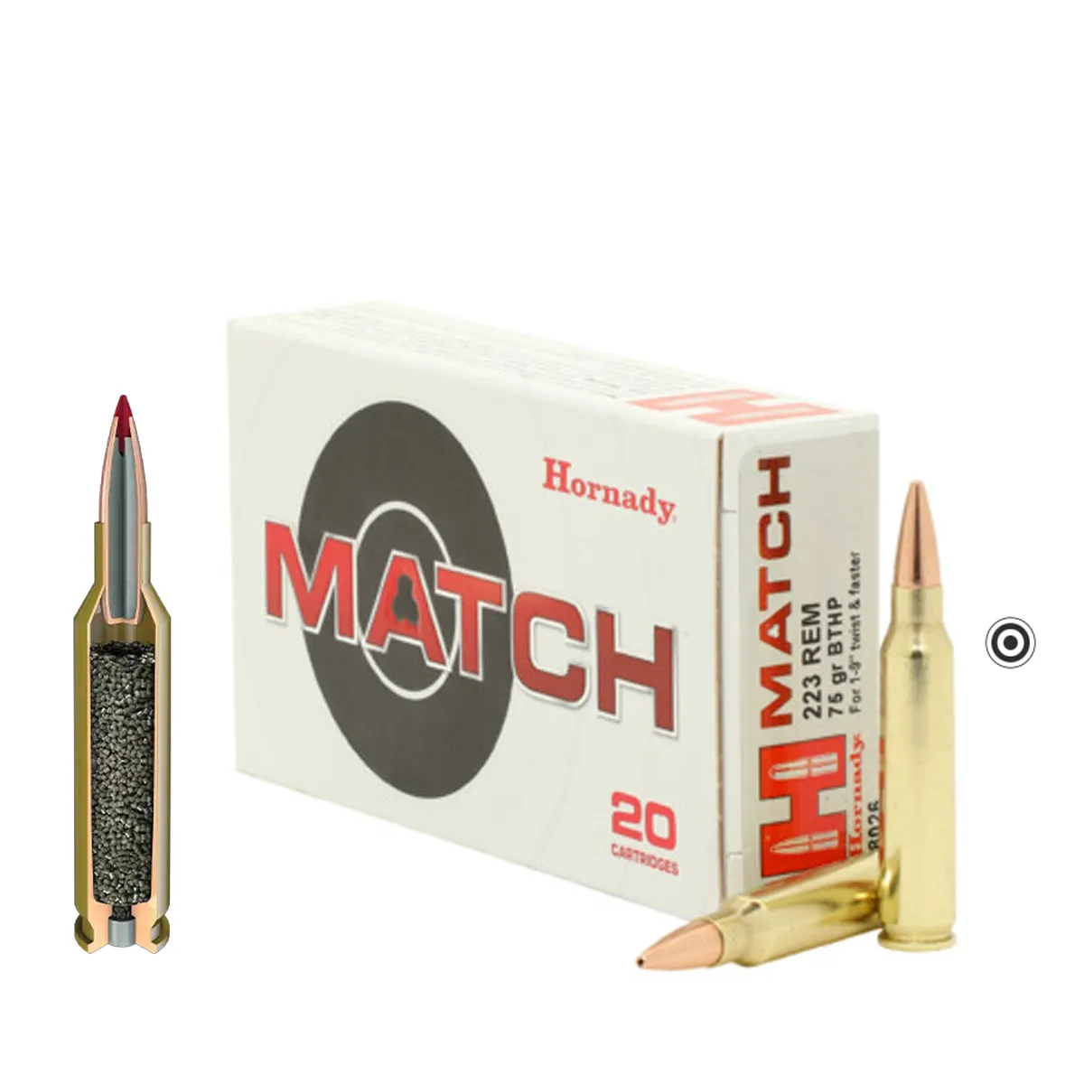Muniție Hornady .223 Rem 75 gr BTHP Match