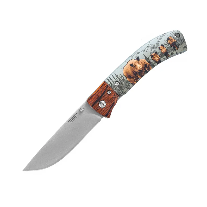 Briceag Joker JKR0655, maner 3D combinat din lemn si plastic, mistret, tais: 8.3 cm