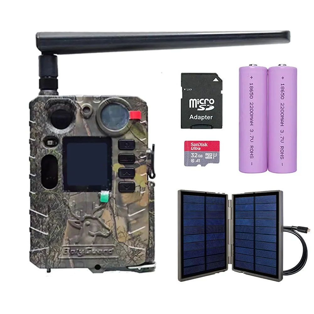 Set cameră Boly Guard BG410-M(S) 4G cu trimitere prin e-mail și funcție cloud, complet cu panou solar.