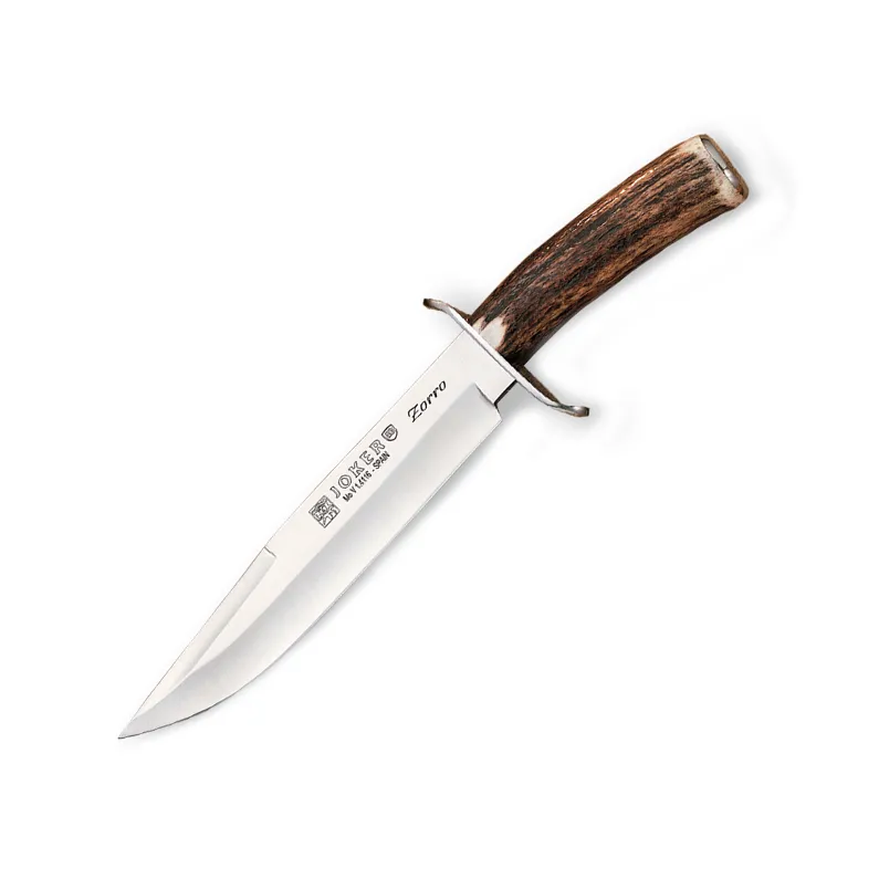Cutit Joker CC35 Zorro, maner din corn de cerb, husa din piele, tais: 20.5 cm