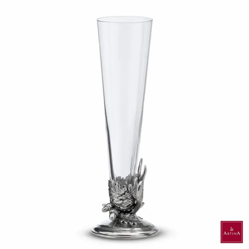 Pahar de bere din sticla cu ornament din zinc | 300 ml. | Artina