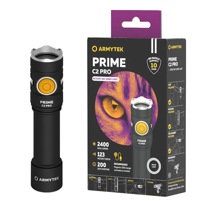 Lanterna Armytek Prime C2 Pro magnet USB, 2400 max lumen, 123 m., 200 zile