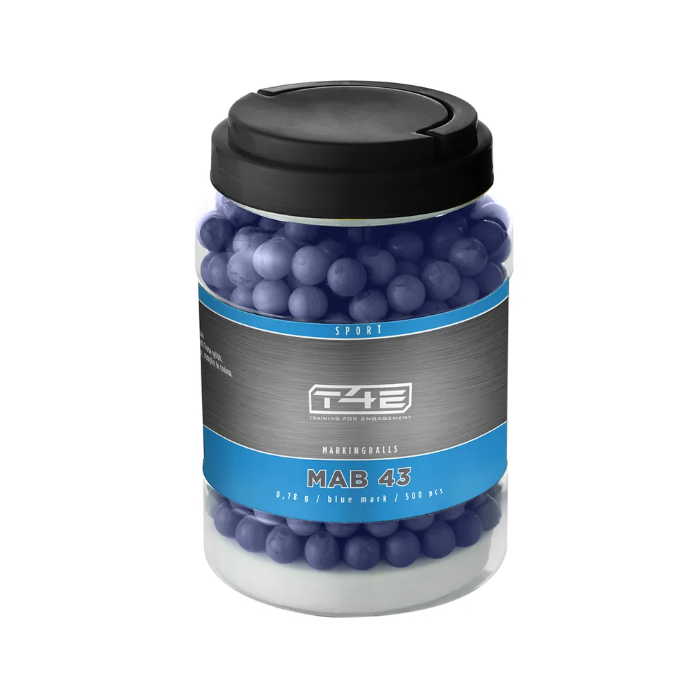 Bile albastre cu vopsea Umarex T4E Sport MAB 43, cal. .43, 0.78 g, 500 bucati