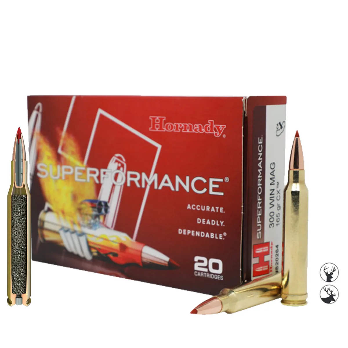 Muniție Hornady 300 Win Mag 165 gr CX Superformance