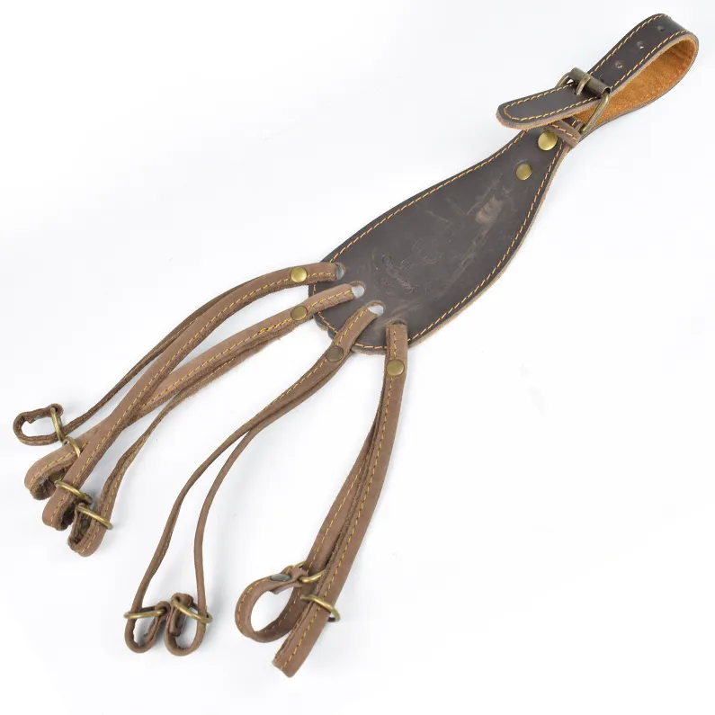 Ciorchinari piele maro naturala cu cusatura ornament Hunting cu opt catarame