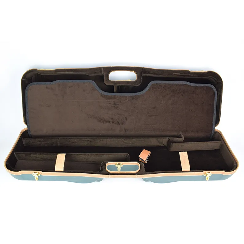 Husa arma Fritzmann plastic cu piele pentru 2 arme, captusit cu catifea, 86x22x13, inchidere cu combinatii in 3 puncte