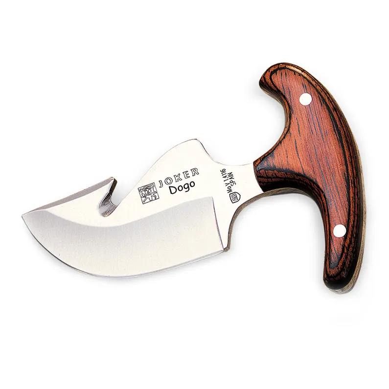 Cutit Joker CR11 Dogo, pentru jupuit, maner din lemn, in portcutit piele, tais: 8 cm