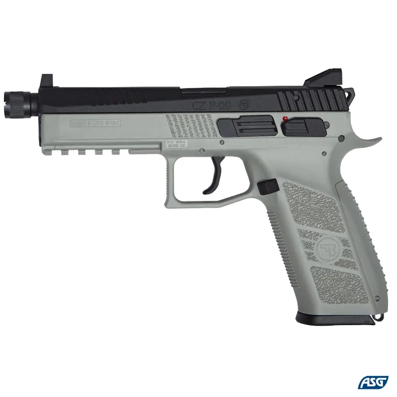 Replica pistol airsoft ASG CZ P-09 Urban Grey, Gas/Co2, Blowback, 1.3 J.