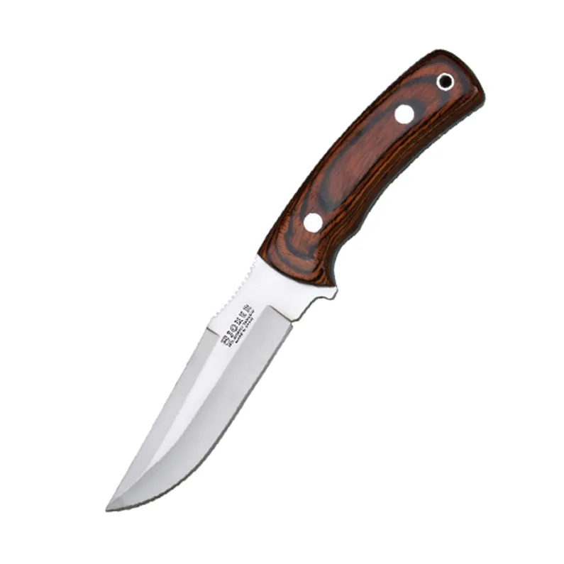 Cutit Joker CR50 Gamo, tais: 13 cm, maner din lemn, husa piele maro