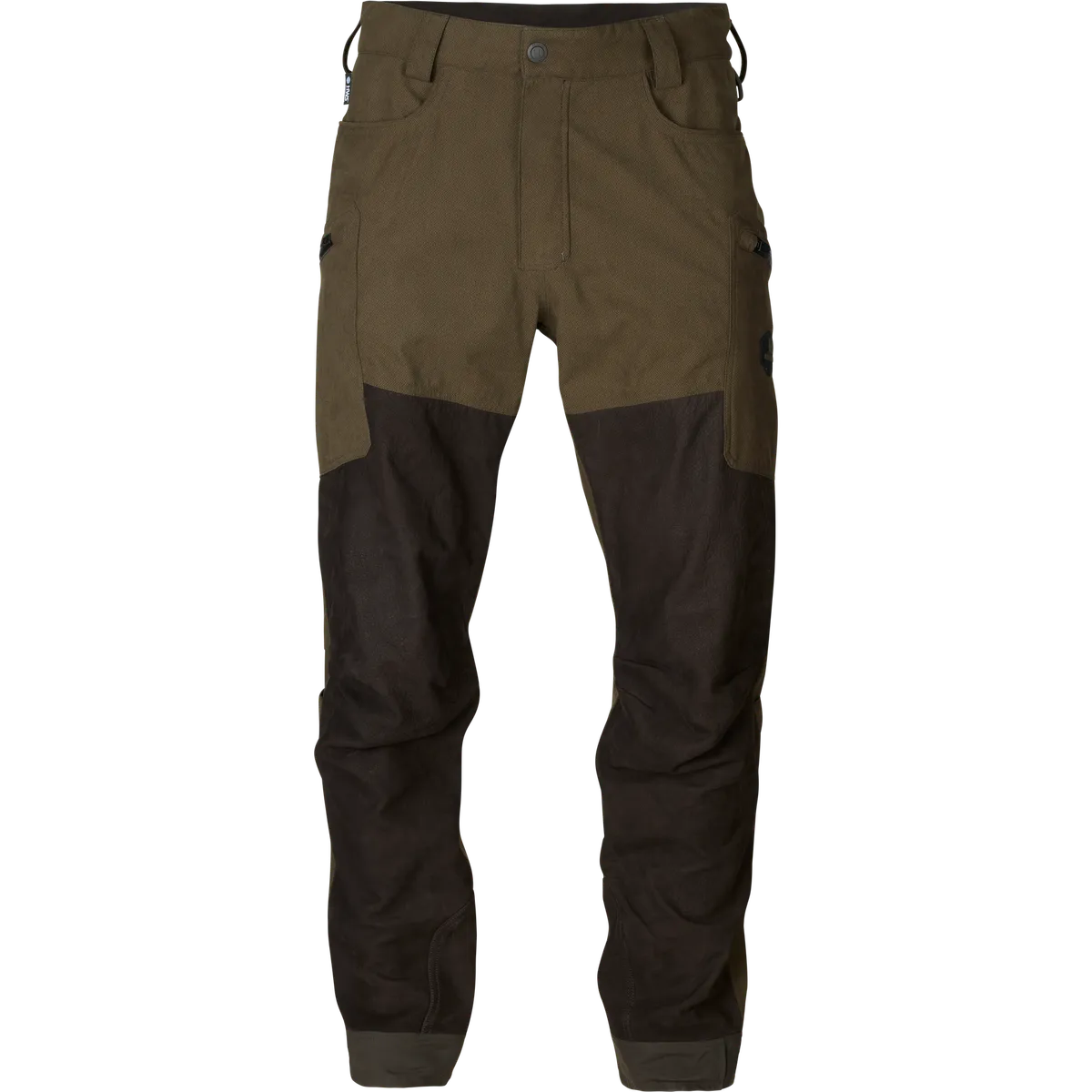 Pantaloni de vânătoare cu piele Härkila Driven Hunt HWS, verde/maro (Willow green/Shadow brown)