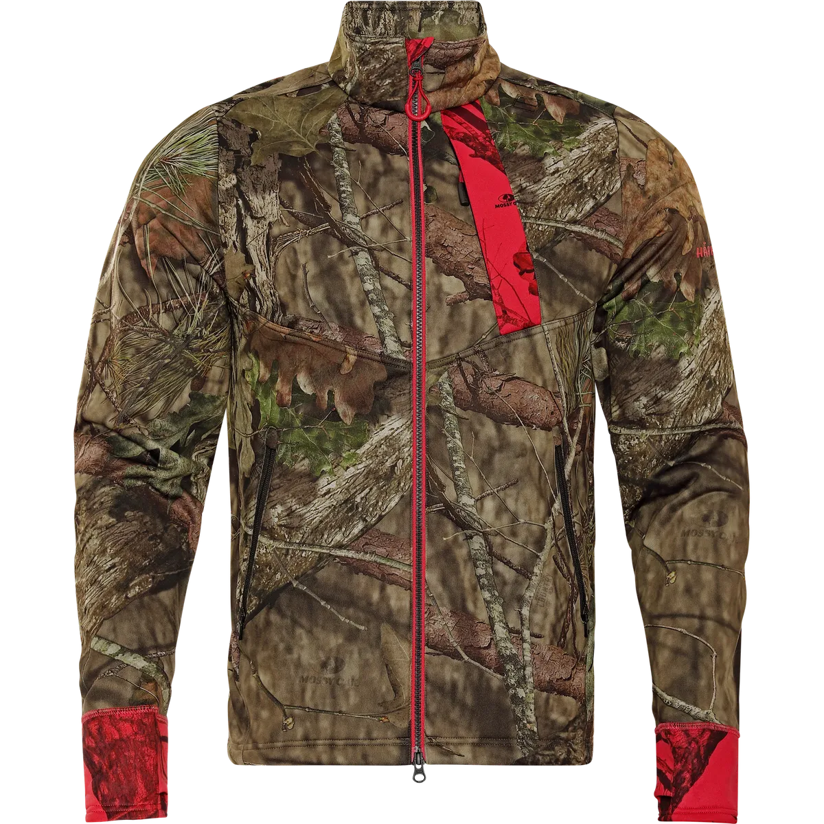 Jachetă fleece camo Härkila Moose Hunter 2.0, camuflaj MossyOak Break-Up Country/camuflaj MossyOak Red