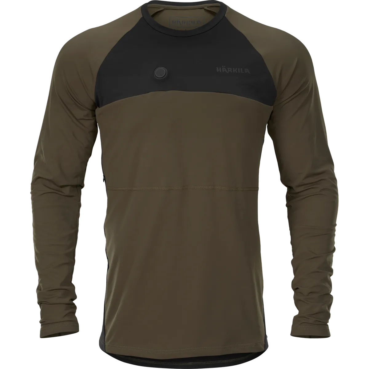 Bluză de corp încălzită Härkila Heat, cu mânecă lungă, verde/negru (Willow green/Black)