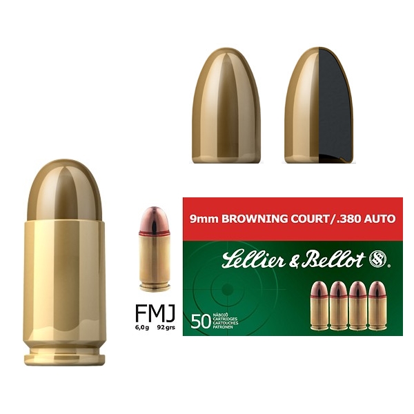 CARTUS 9X17 BROW. COURT FULLMANTEL/6G/ .380AUTO FMJ